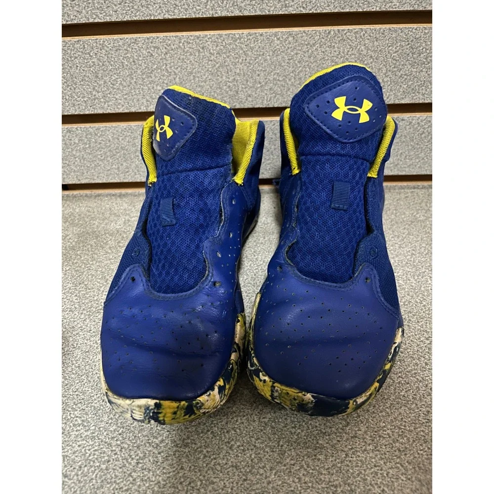 Under Armour Youth 6Y Basketball Shoes Royal Blue Yellow Marbled‎ No Laces